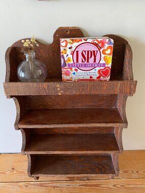 Primitive 4 Tier Scallop Wall Hanging Trinket Display Shelf 24"L